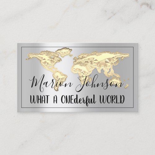 World Map Globe Map Travel Agency Silver Gold Business Card