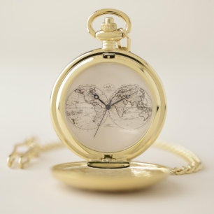 World Map Globe Pocket Watch
