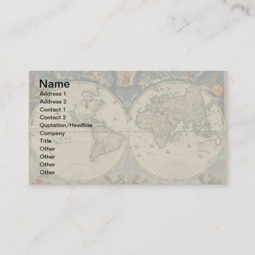 World Map Globe Travel Antique Business Card