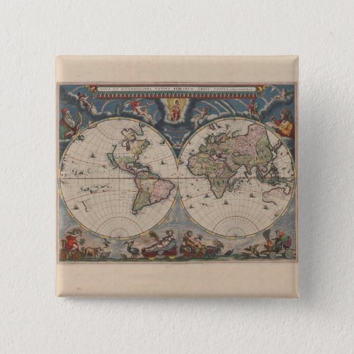 World Map Globe Travel Antique Button