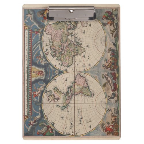 World Map Globe Travel Antique Clipboard