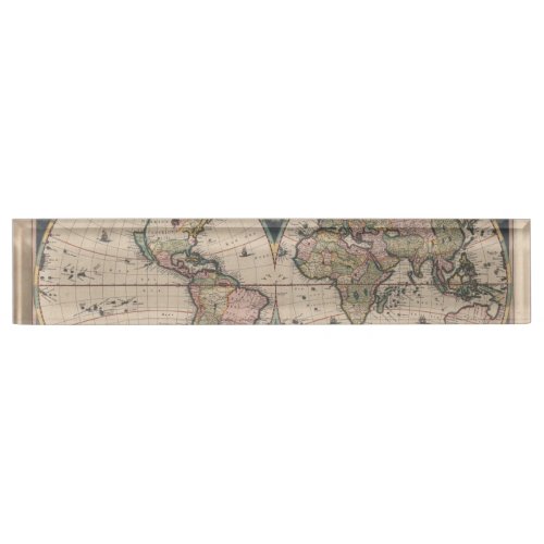 World Map Globe Travel Antique Desk Name Plate