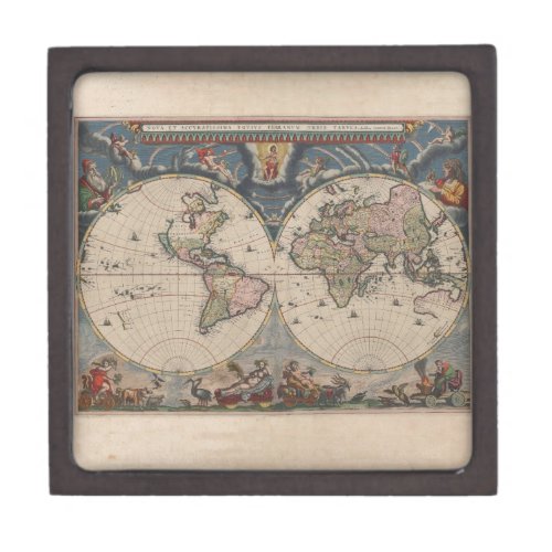 World Map Globe Travel Antique Gift Box