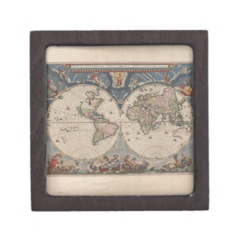 World Map Globe Travel Antique Keepsake Box