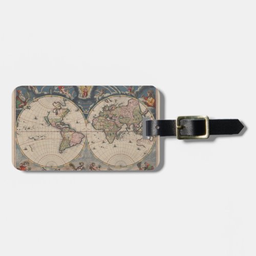 World Map Globe Travel Antique Luggage Tag