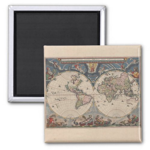 World Map Globe Travel Antique Magnet