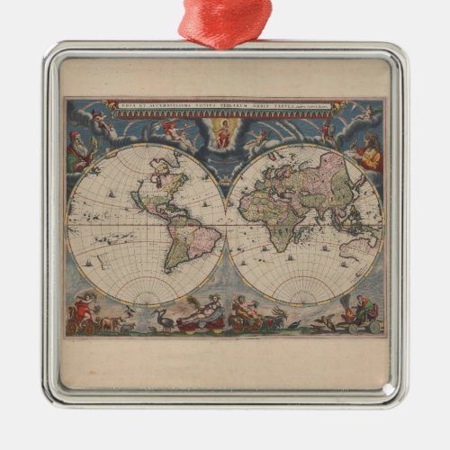 World Map Globe Travel Antique Metal Ornament