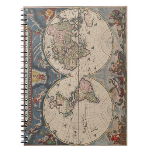 World Map Globe Travel Antique Notebook