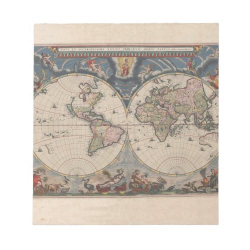 World Map Globe Travel Antique Notepad