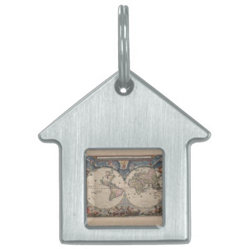 World Map Globe Travel Antique Pet ID Tag