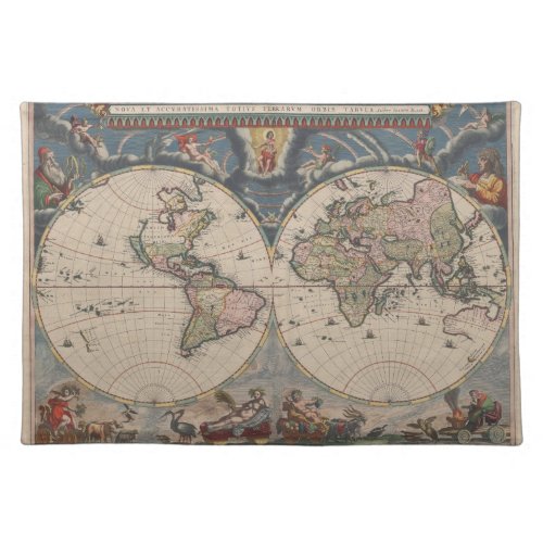 World Map Globe Travel Antique Placemat