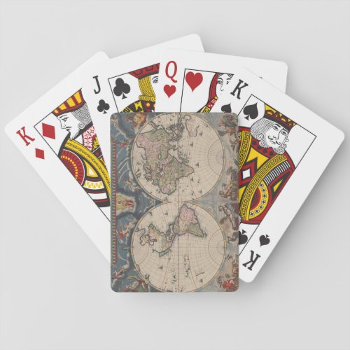 World Map Globe Travel Antique Poker Cards