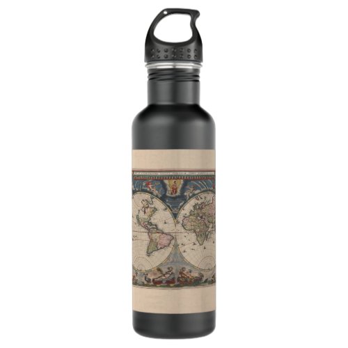 World Map Globe Travel Antique Stainless Steel Water Bottle