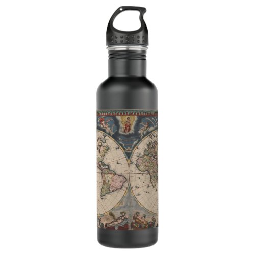 World Map Globe Travel Antique Stainless Steel Water Bottle