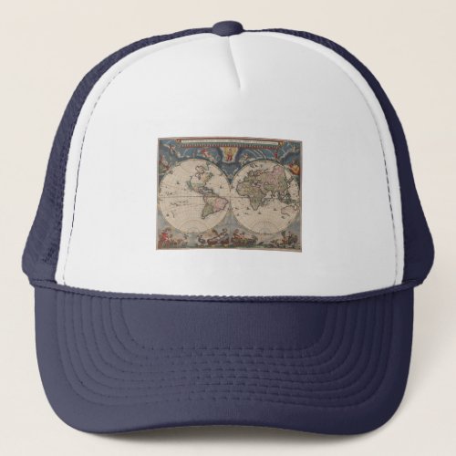 World Map Globe Travel Antique Trucker Hat