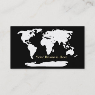 World Map Gold/Black Business Card 1