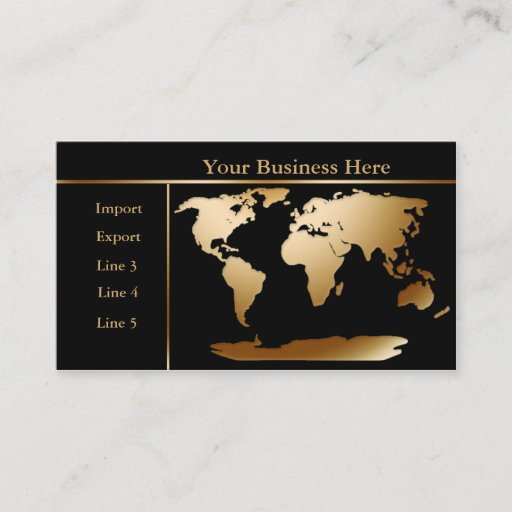 Customizable World Map Gold/Black Business Card 4