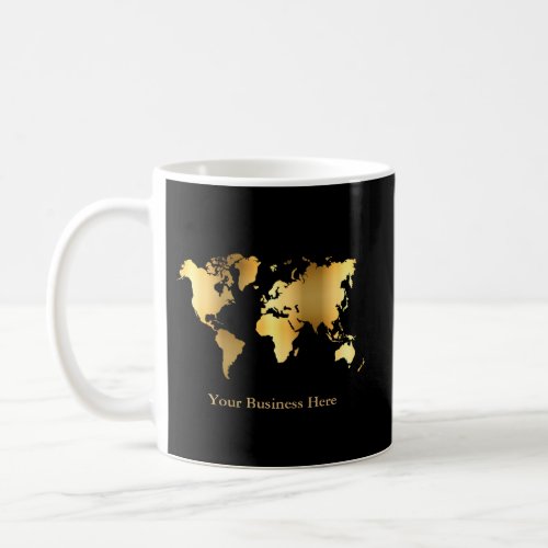 World Map GoldBlack Coffee Mug