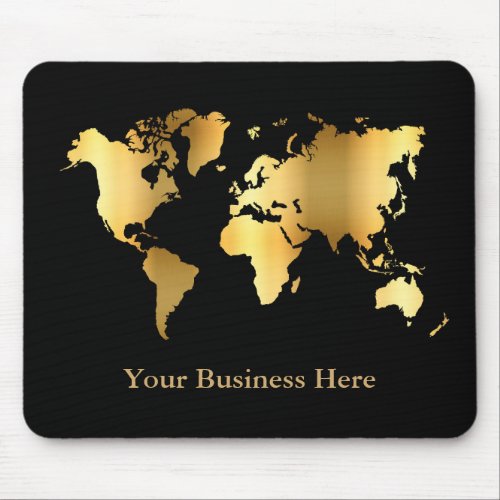 World Map GoldBlack Mouse Pad