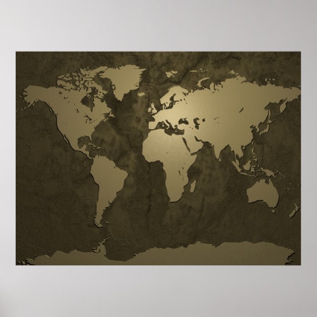 World Map Gold Poster (Front)