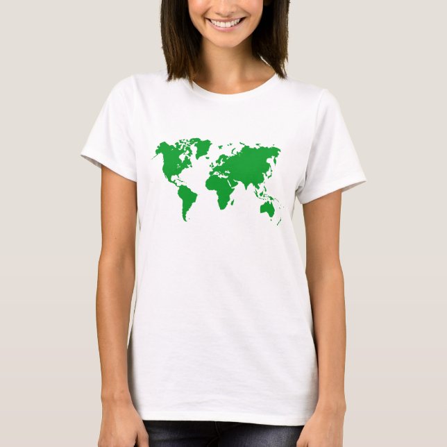 World Map - Grass Green T-Shirt (Front)