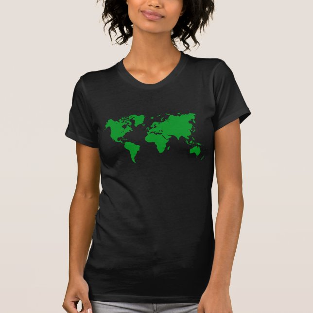 World Map - Grass Green T-Shirt (Front)