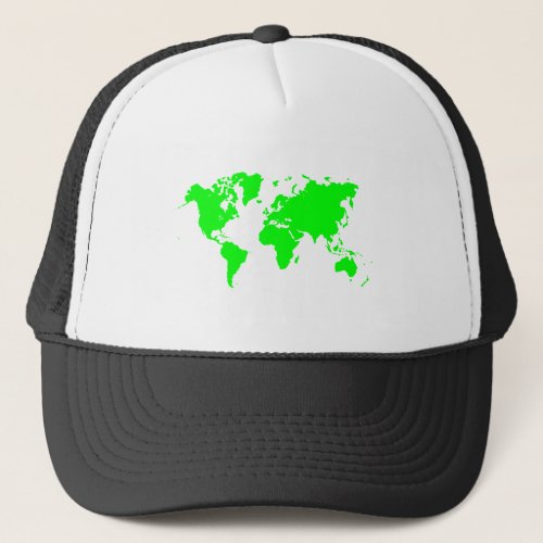 World Map _ Green Trucker Hat