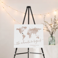 World Map Guest Signature Board Tan