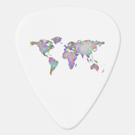World Map Guitar Pick