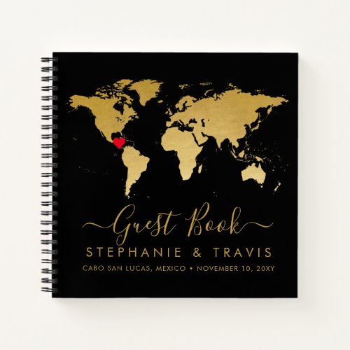 World Map Heart Destination Guest Book