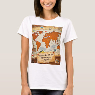 World map heart pins and landmarks T-Shirt