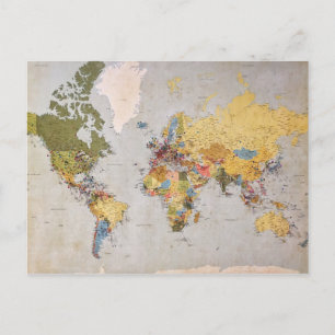 world map holiday postcard