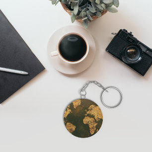World map illustration keychain