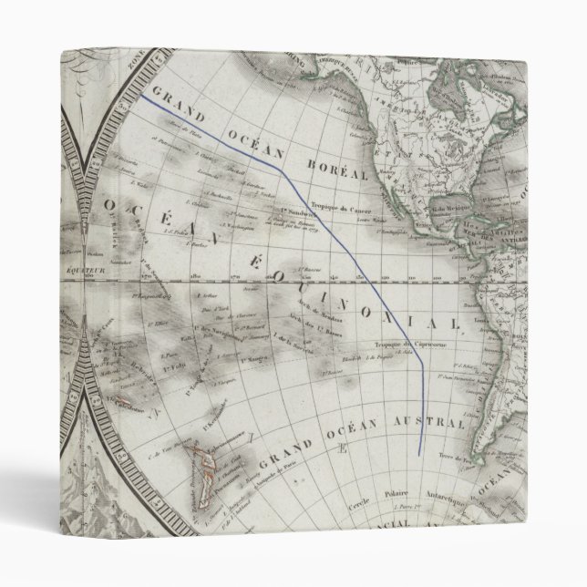 World Map in 2 Hemispheres 3 Ring Binder (Front/Spine)