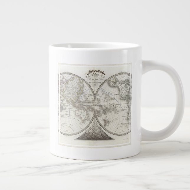 World Map in 2 Hemispheres Giant Coffee Mug (Right)
