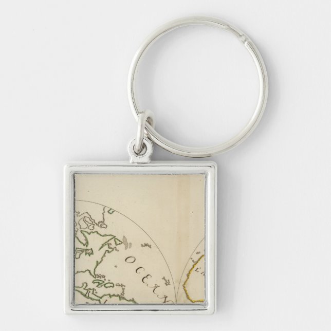 World Map in 4 Parts Keychain (Front)