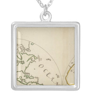 World Map in 4 Parts Silver Plated Necklace