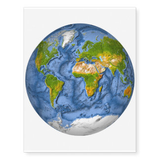 World map in a circle temporary tattoos
