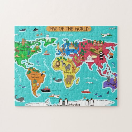 World Map in Cartoon Style Jigsaw Puzzle