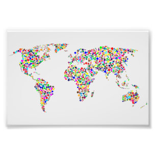 World Map in Fog Filter Photo Print