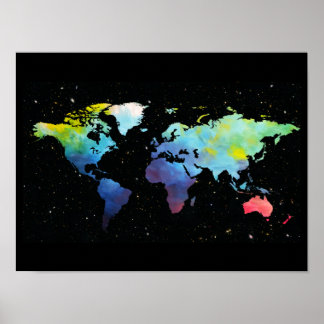 World Map in Space Poster