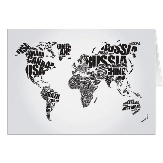 World Map in Typography Cards (Front Horizontal)