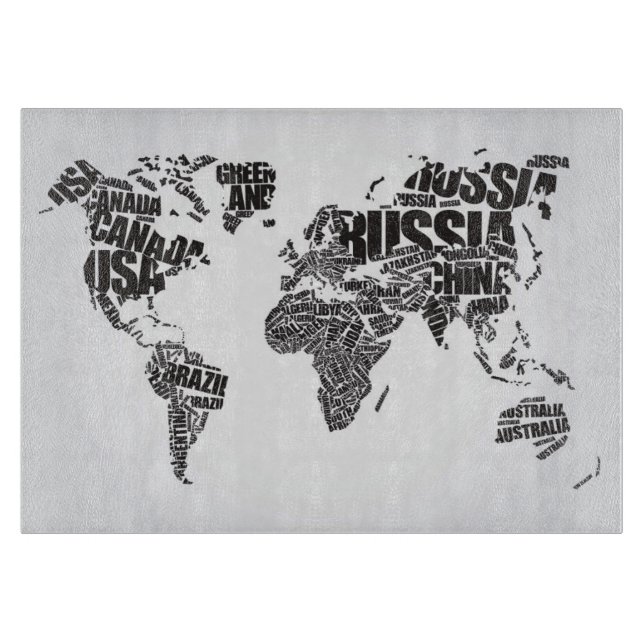 World Map in Typography Cutting Board (Front)