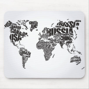 World Map in Typography Mouse Pad