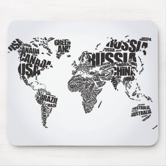 World Map in Typography Mouse Pad (Front)