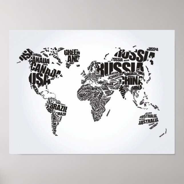 World Map in Typography Poster (Front)