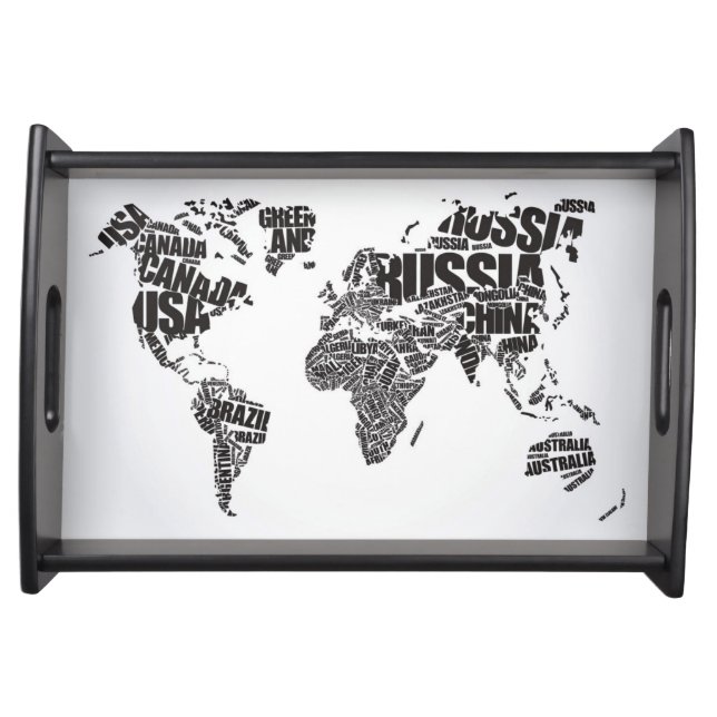 World Map in Typography Serving Tray (Front)