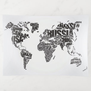 World Map in Typography Trinket Tray