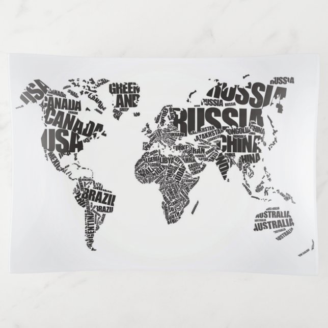 World Map in Typography Trinket Tray (Front)