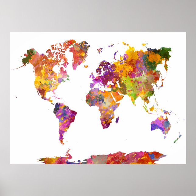 World map in watercolor 01 poster (Front)
